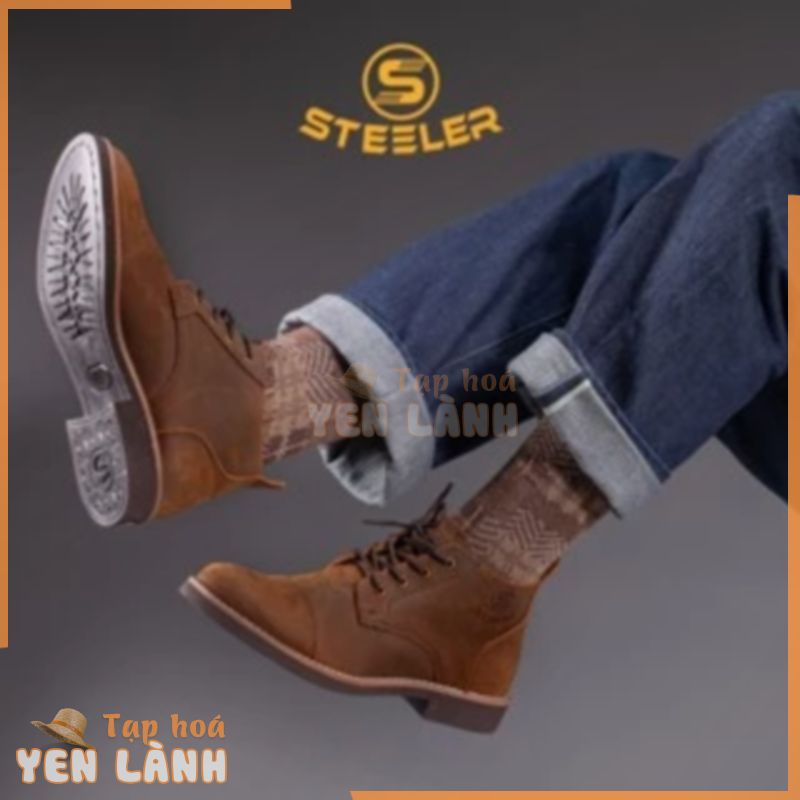 Giày Boots Cổ Lửng Nam Chukka Hunter Da Bò Đen Sáp Đế Khâu Mckay – Work Boots Thương Hiệu Steeler