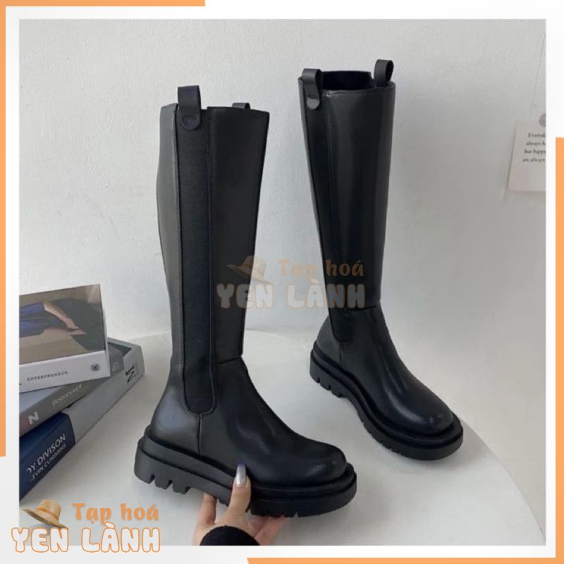 (Sẵn 36,37,38,39) Giày Bốt Đùi Cao Cổ Boot Không Dây Boots Ulzzang Dáng Ủng Co Dãn Độn Đế