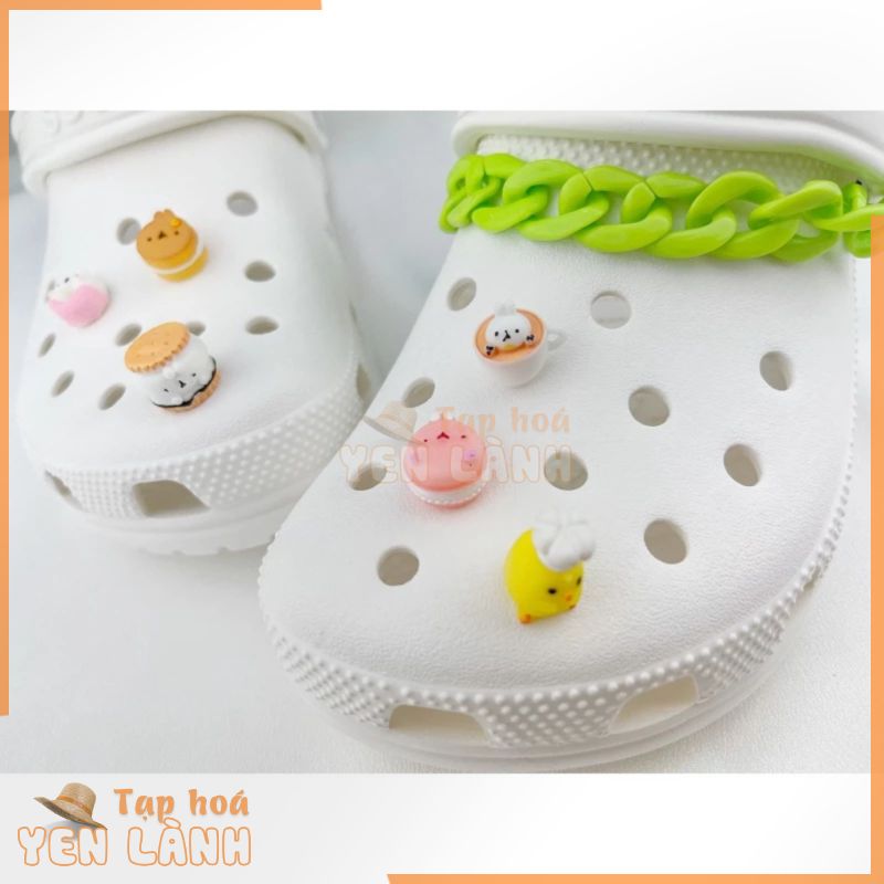 [Deco] Giày Crocs Cài Nút Bằng Nhựa Resin Hình Thỏ / Bánh Donut / Gà Con Hoạt Hình Dễ Thương DIY 12 Kiểu Lựa Chọn