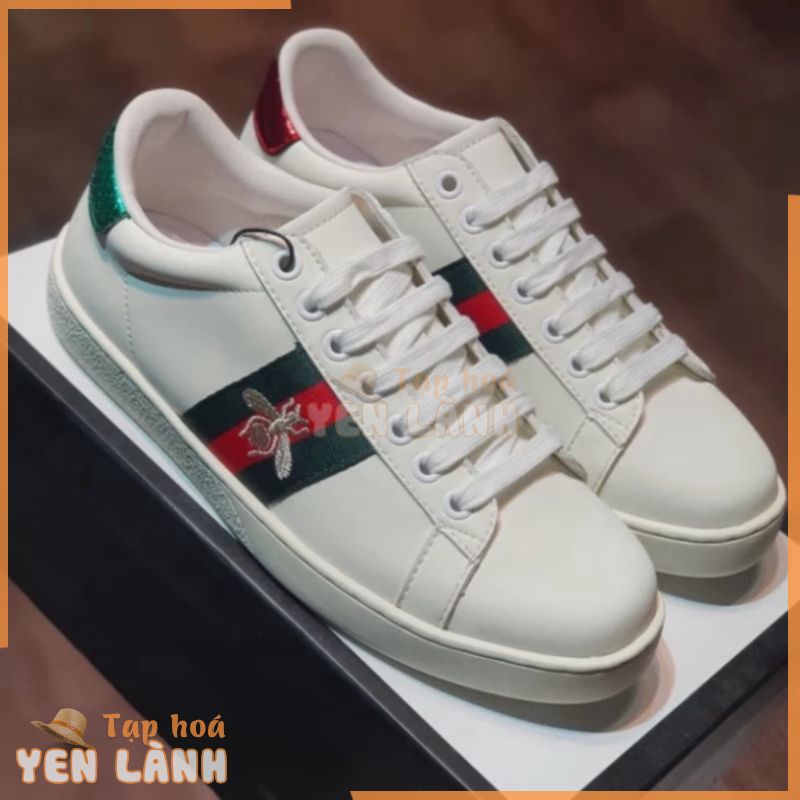 Giày thể thao họa tiết con Ong giày sneaker trắng xanh đỏ