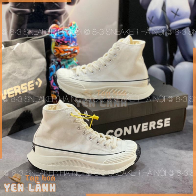 Giày thể thao converse chuck 1970s Triple White  AT-CX Future Sandalwood, Giày CV cao cổ màu trắng nâu đế 7cm