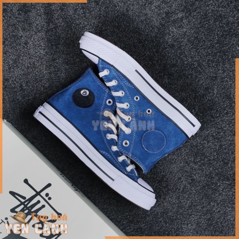 Giày Sneaker Converse x Stussy Cổ Cao Màu Xanh Dương Thời Trang Cho Nam Và Nữ B37 Số 8