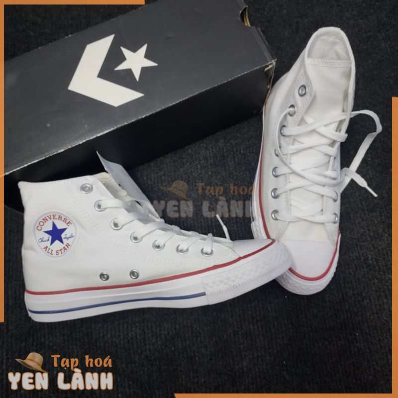 Giày Converse Classic màu trắng nam nữ cổ cao bao check