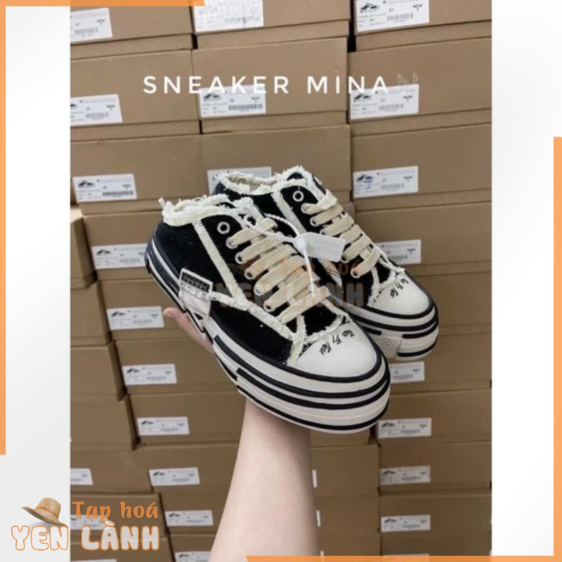 Sục xvessel 11 đế gỗ     giày đạp gót converse rách thể thao nam nữ sneaker full box