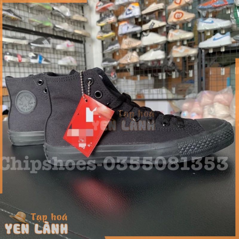 Giày ⚡Converse Classic Full Đen⚡Cao Cấp Cổ Cao,Thấp [Full Box] – CV Full Đen Nam Nữ VNXK