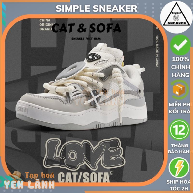 Giày Cat Sofa Chính Hãng  SIMPLE SNEAKER  Giày Bánh Mì Cat&sofa COUPLE LOVE 4 Màu Grey – AC299