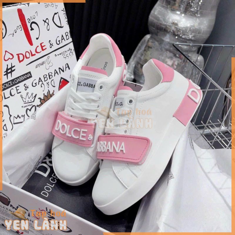 Giày sneaker dolce D&G white pink – giày dolce trắng hồng cao cấp nam nữ lai au [ bản mới 2023 ] Giày gabana quai dán