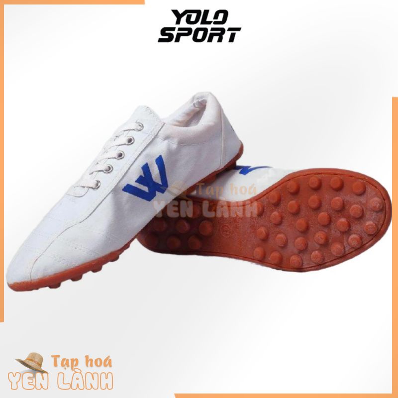 Giày Vải Bata Sneaker Thượng Đình Đế Đinh Bảo Hộ Đá Bóng Màu Trắng Xanh Đá Banh Sân Cỏ Nhân Tạo Sân Đất Phủi Giá Rẻ Bền