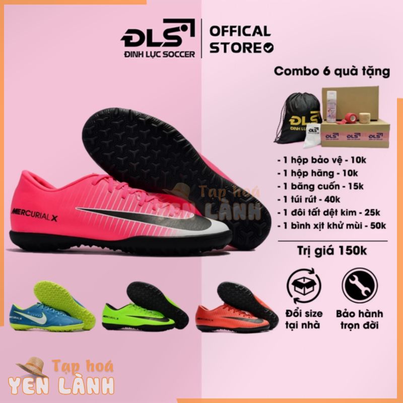 [Mua 1 Tặng 6] Giày Bóng Đá Mercurial Vic 6 ĐINH LỰC SOCCER TF, Da Tổng Hợp Mềm, Bền, Không Bị Lệch Lưỡi Gà