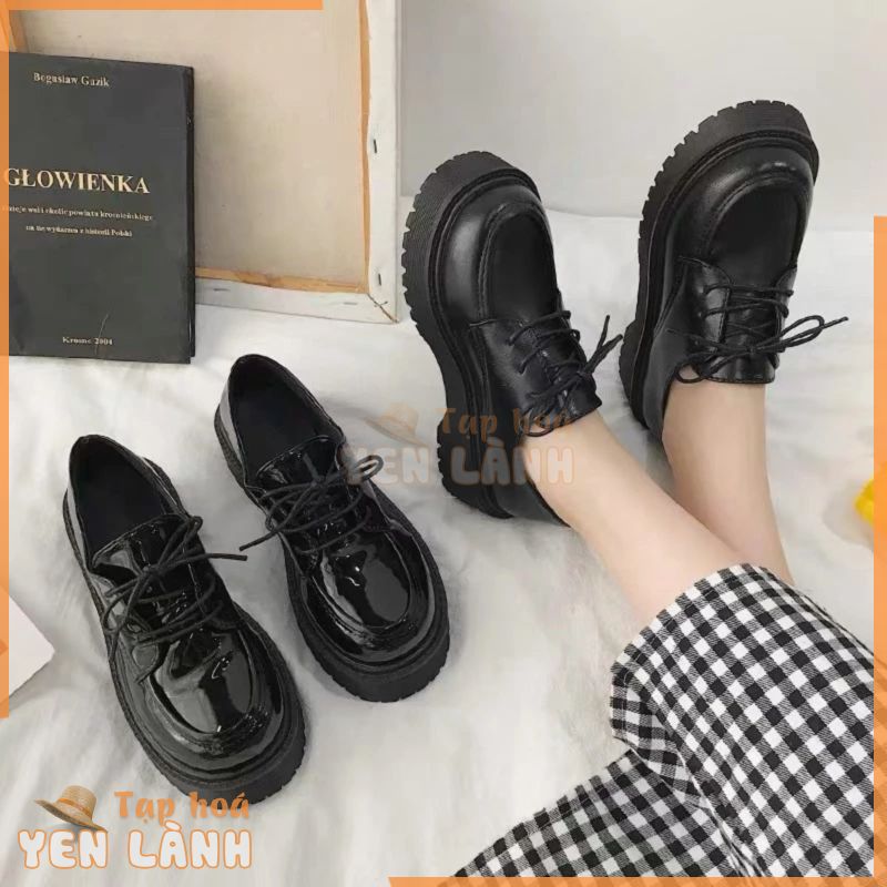 Giày Lolita nữ đế bằng buộc dây CÓ SẮN Thevanishop Oxford da đi học phong cách Ulzzang – GDLB01