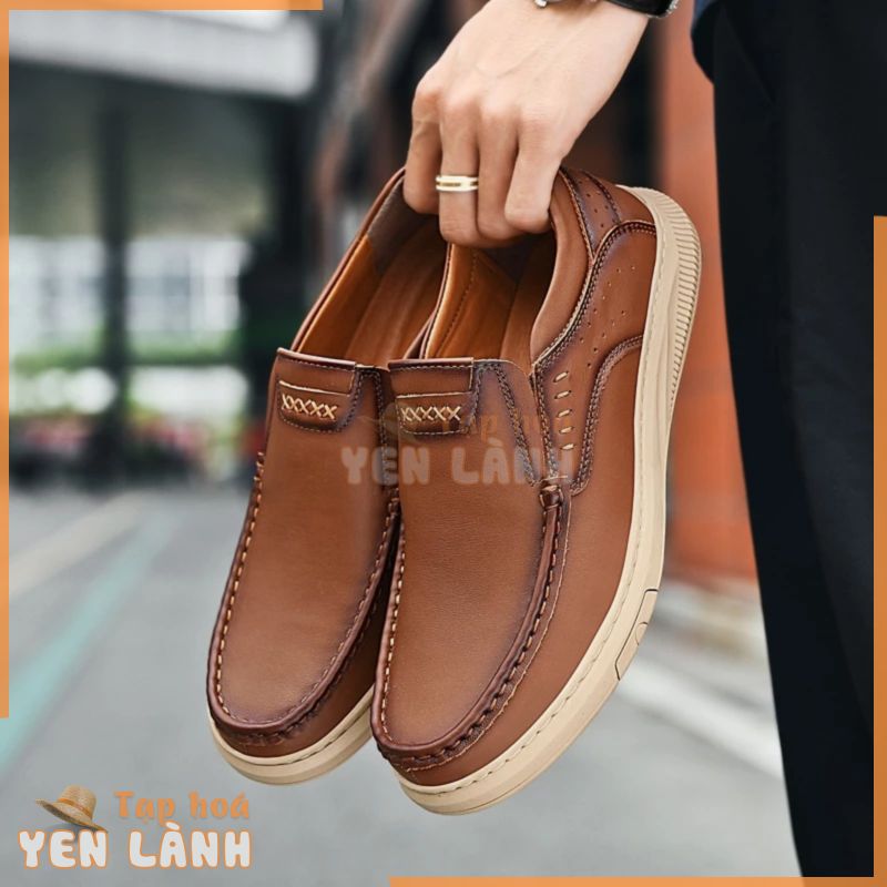 Lớp đầu tiên Da Bò Xuân Hè Giày Nam Bình Dương Giày Nam Hợp Thời Trang Giày Slip-On Da Thật Thoải Mái Giày Lười Driv