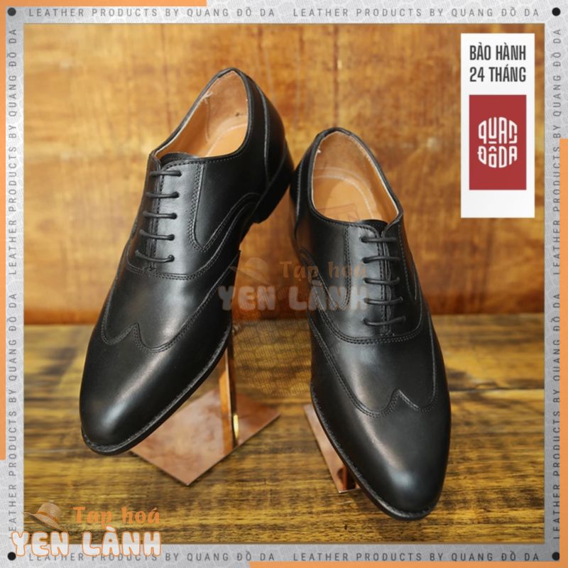 [ BH 2 Năm ] Giày tây nam cao cấp phối đồ sang trọng, giày da nam oxford wingtip đen trơn chính hãng OXF_03