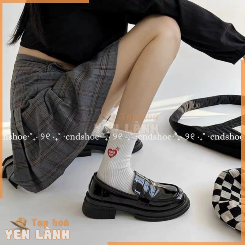 (FREESHIP – SHIP HỎA TỐC) GIÀY LƯỜI NỮ DA BÓNG ĐẾ THẤP – GIÀY LOLITA NỮ ĐẾ BẰNG LOAFER PHONG CÁCH NHẬT BẢN