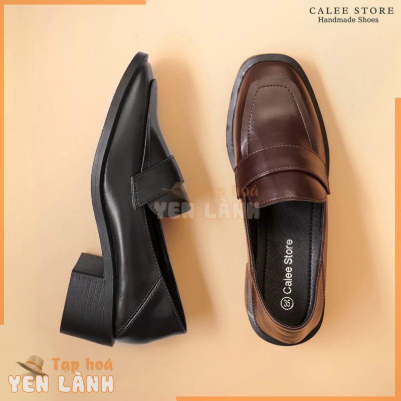 Giày Loafer moca lười nữ cao cấp da mềm đế cao CÓ SẴN 5cm tôn dáng dễ phối đồ văn phòng màu đen màu nâu 762