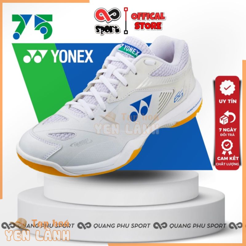 Giày Đánh Cầu Lông Nam Nữ Yonex 75TH 65Z2, Đế Cao Su Đàn Hồi, Chống Lật Cổ Chân_Màu Trắng