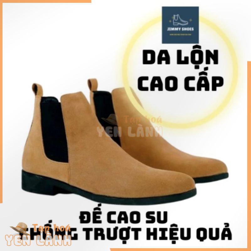 Giày Chelsea Boots da lộn màu nâu thời trang nam đế crepe chống trượt hiệu quả