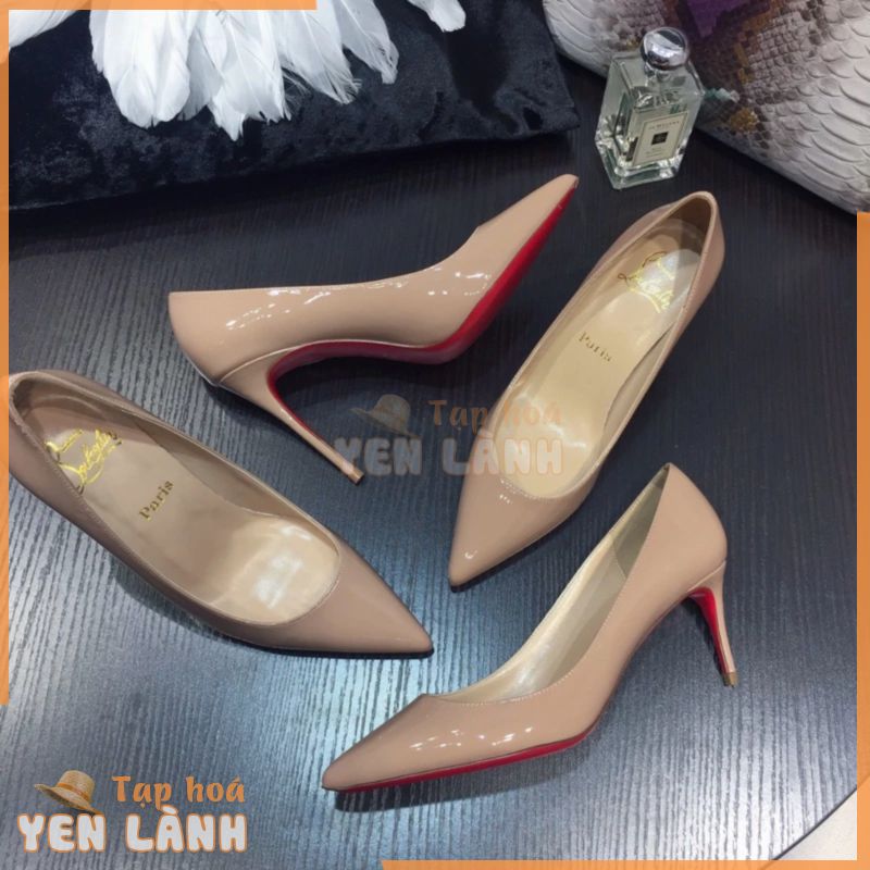 Christian Louboutin Giày Cao Gót 10cm Mai Bằng Sáng Chế Da Ý Nhập Khẩu Da Cừu Đỏ Đế Cao Su Thời Trang Giày Nữ