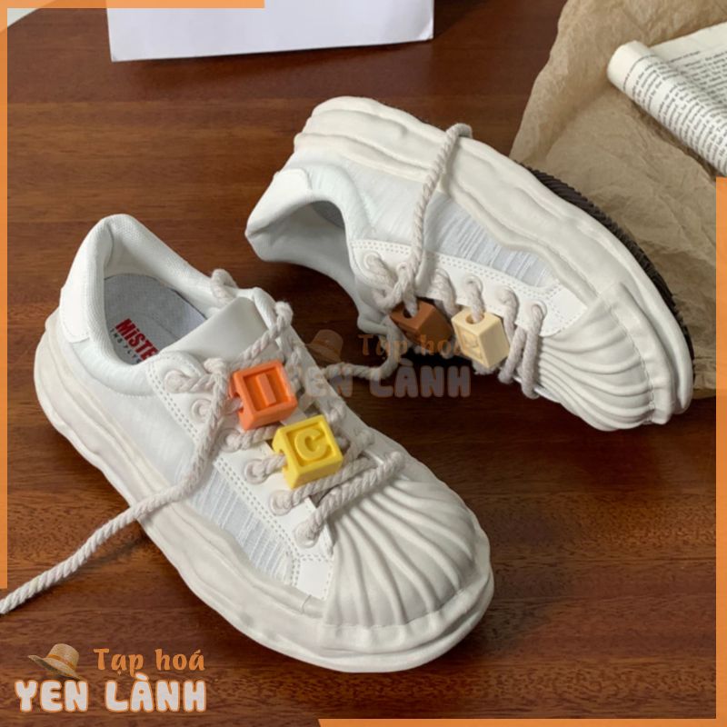 Giày thể thao mistery phối lưới thoáng khí giày sneaker nữ dây thừng thiết kế vỏ sò phong cách Hàn Quốc MIS-1185