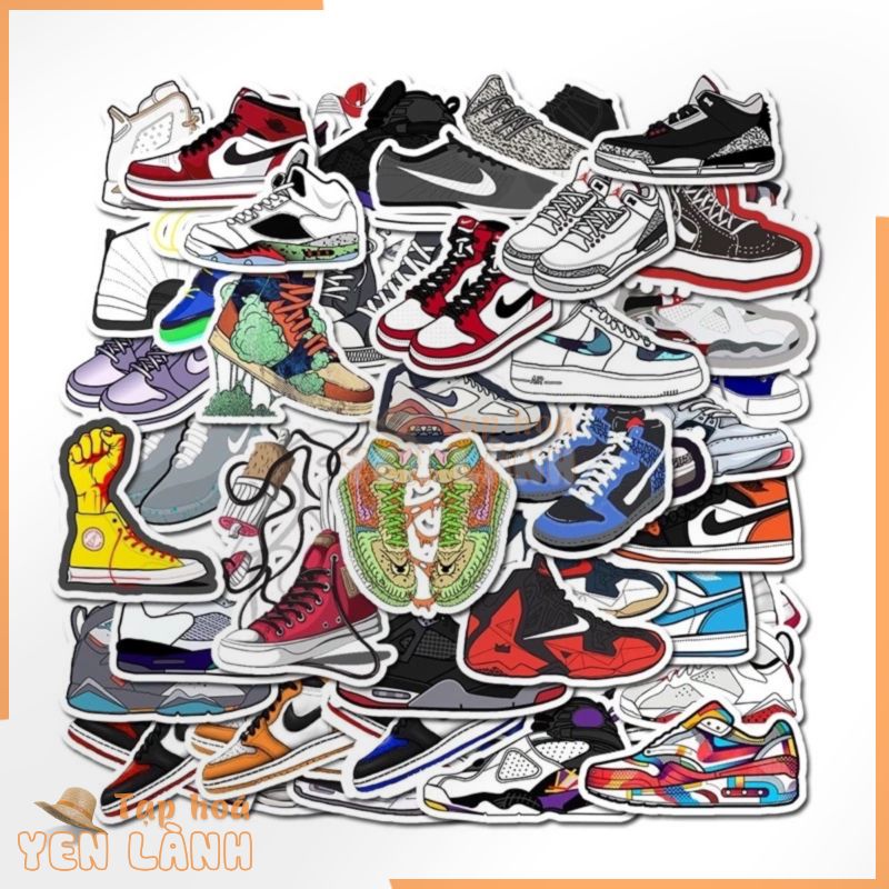 Bộ 100 sticker giày sneaker chất dùng để trang trí điện thoại di động/ván trượt/vali không để lại dấu keo – Rinart.vn