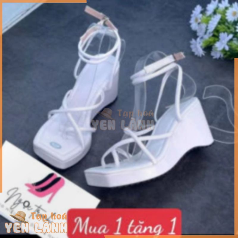 Giày sandal nữ đế xuồng cao 7p phân siêu nhẹ hậu dây mảnh bằng bánh mỳ mì đi biển đẹp rẻ thời trang hè 050