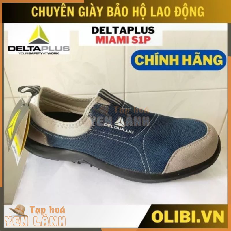 Giày lười bảo hộ lao động không dây Deltaplus Miami S1P mũi sắt chống đinh đi làm công trình, công trường