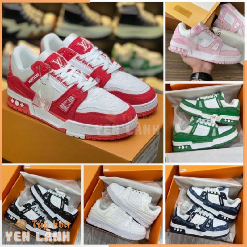 Giày thể thao/sneaker LV cao cấp đủ màu đen xanh lá đỏ hồng phối đồ cực chất, giày Louis Vuitton Trainer HÀNG CAO CẤP