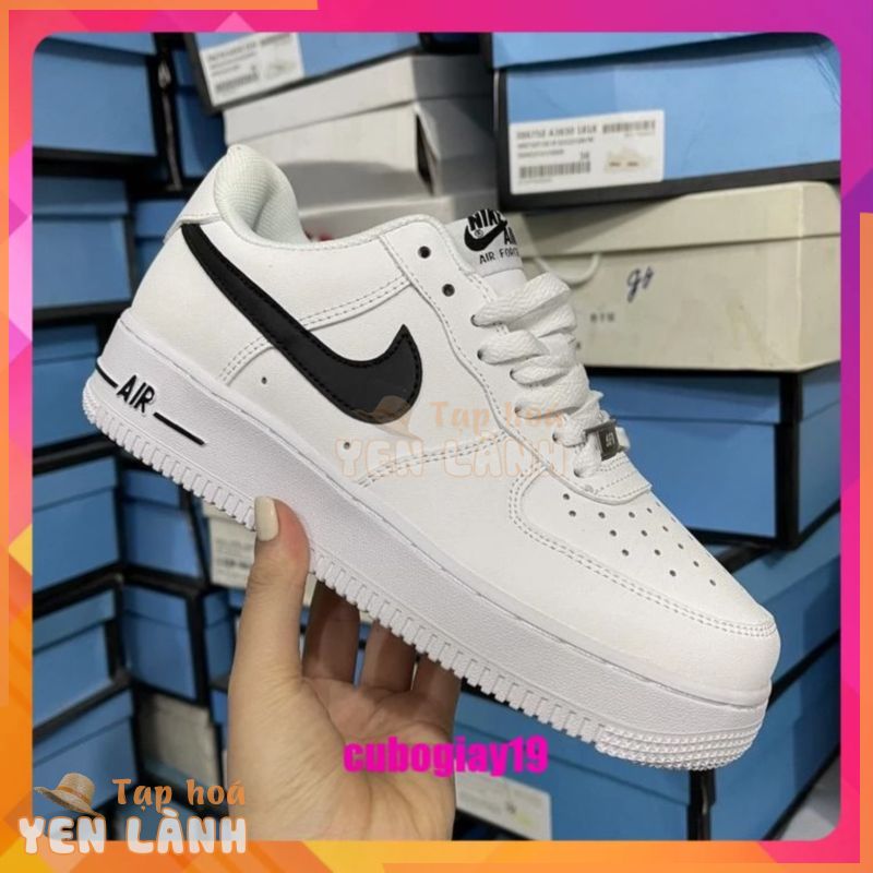 Giày Air Force 1 vệt đen , Giày thể thao Af1 White móc đen bản đẹp nam nữ hot 2023 phối đồ cực chất full box bill