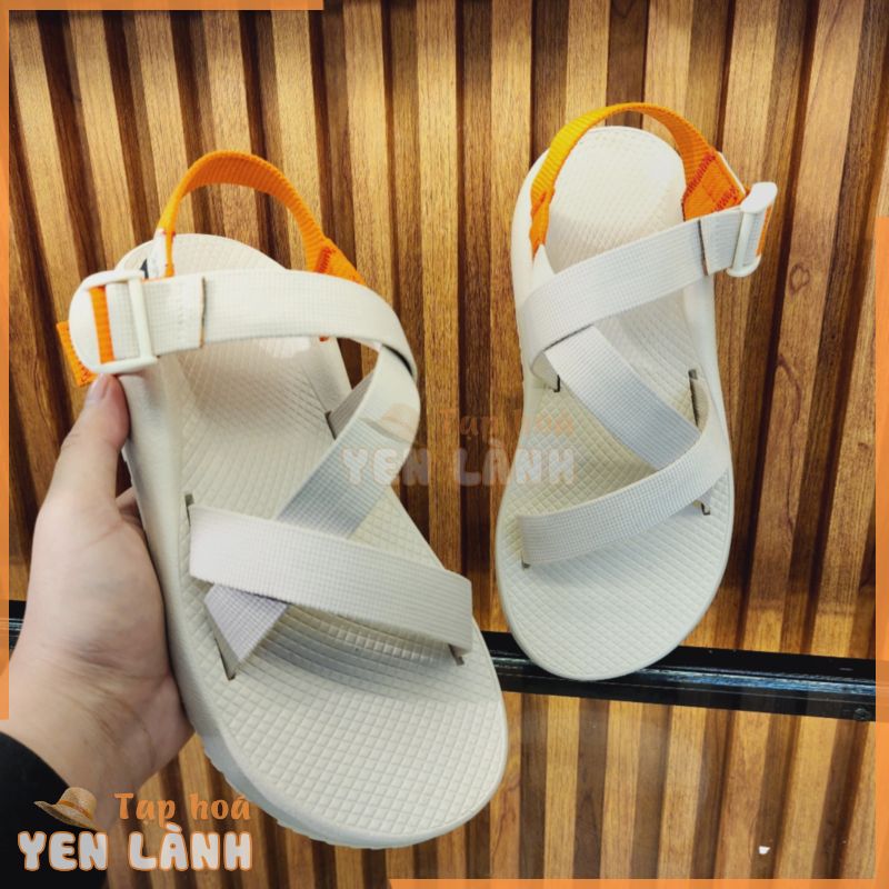 Giày sandal Đế Thơm Hương Quế Khử Mùi Mồ Hôi, Dép Chaco Mã Quai Trắng Gót Cam – TG44