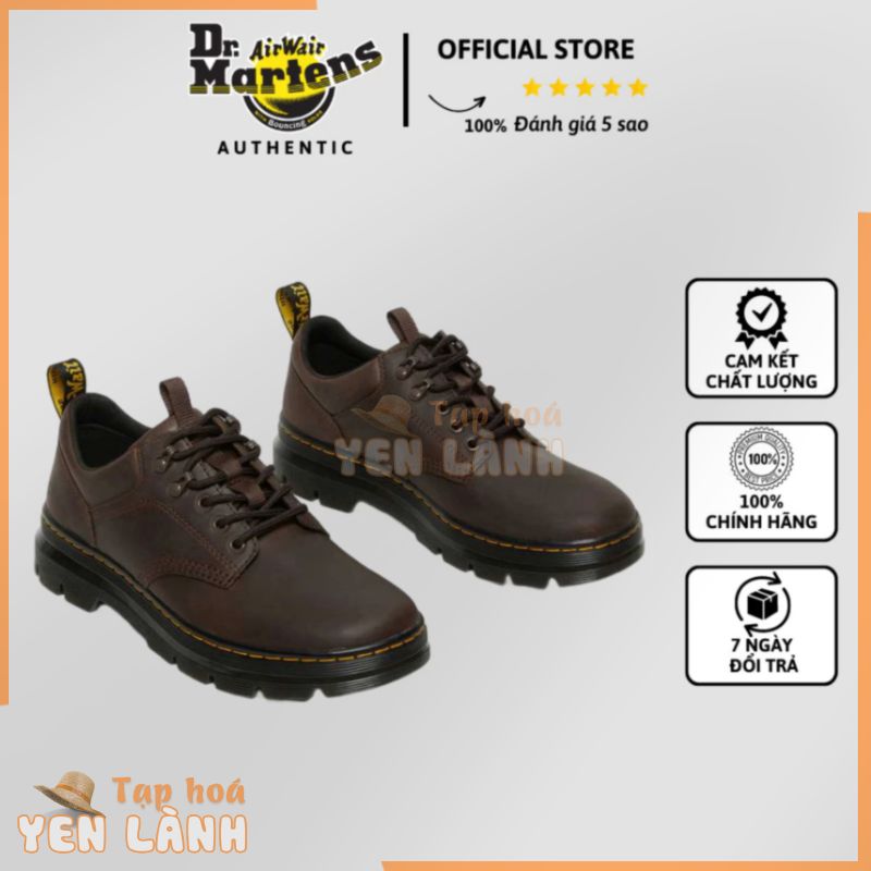 Giày Dr. Martens Chính Hãng Hoàng Phúc Reeder Crazy Horse Leather Utility Shoes Màu Nâu Lịch Lãm