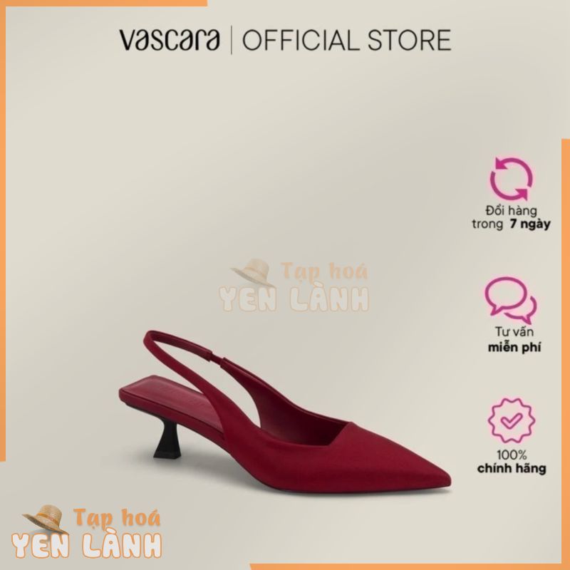 Vascara Giày Slingback Spool Heel Vải Gân Sọc – BMN 0606