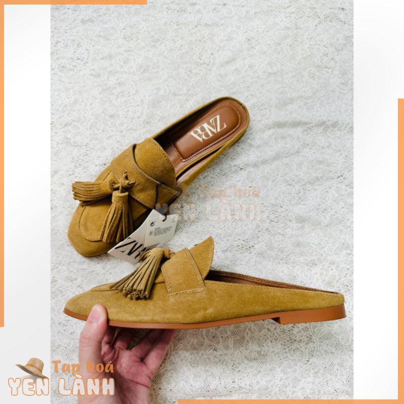 Giày dép mule Zara da lộn xuất xịn chính hãng size 39