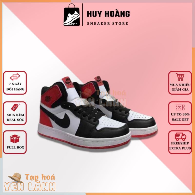 Giày thể thao nam nữ   cao cổ, giày sneaker   cổ cao màu đen đỏ chuẩn 11 Full Box