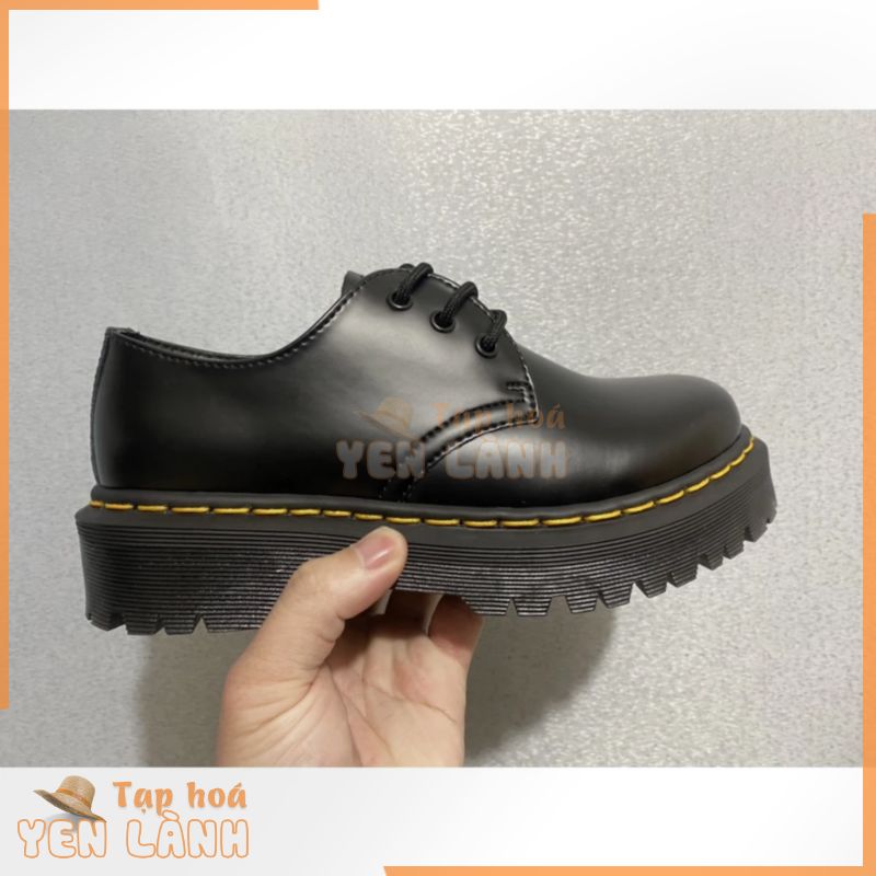 Giày Dr.Martens Airwair cổ thấp mũi tròn bằng da đế dày dành cho nữ