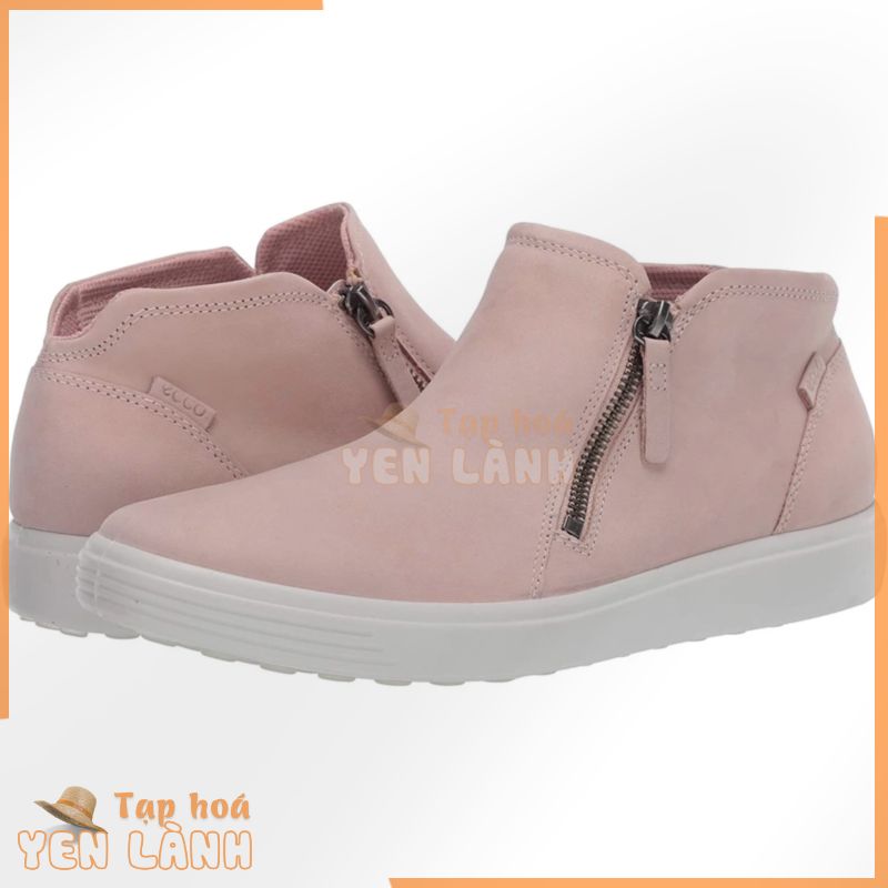 Giày nữ Ecco Soft 7 Low Side Zip Booties Rose Dust Blush 44046302118 size 37 hàng xách tay Mỹ