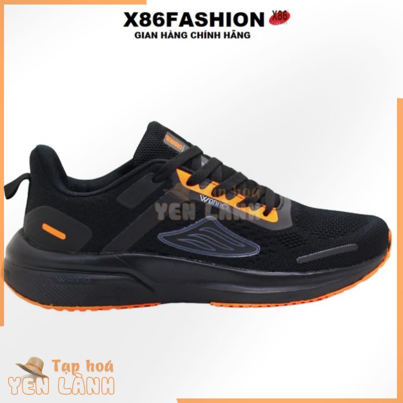 Giày thể thao sneaker nam cao cấp (PHOM NHỎ TĂNG 1SIZE) X86fashion-WNDC đen phối cam (WN011DC) đổi trả hàng trong 7 ngày