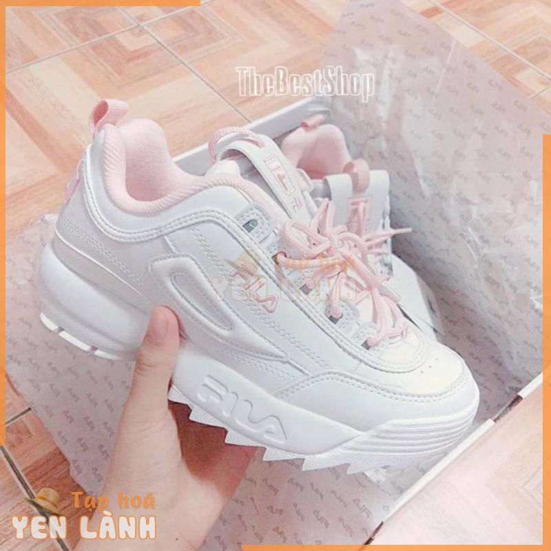 [CHÍNH HÃNG] GIÀY FILA DISRUPTOR 2 CÁ MẬP *WHITE/PINK* – Độn chiều cao, Tôn dáng cực đẹp