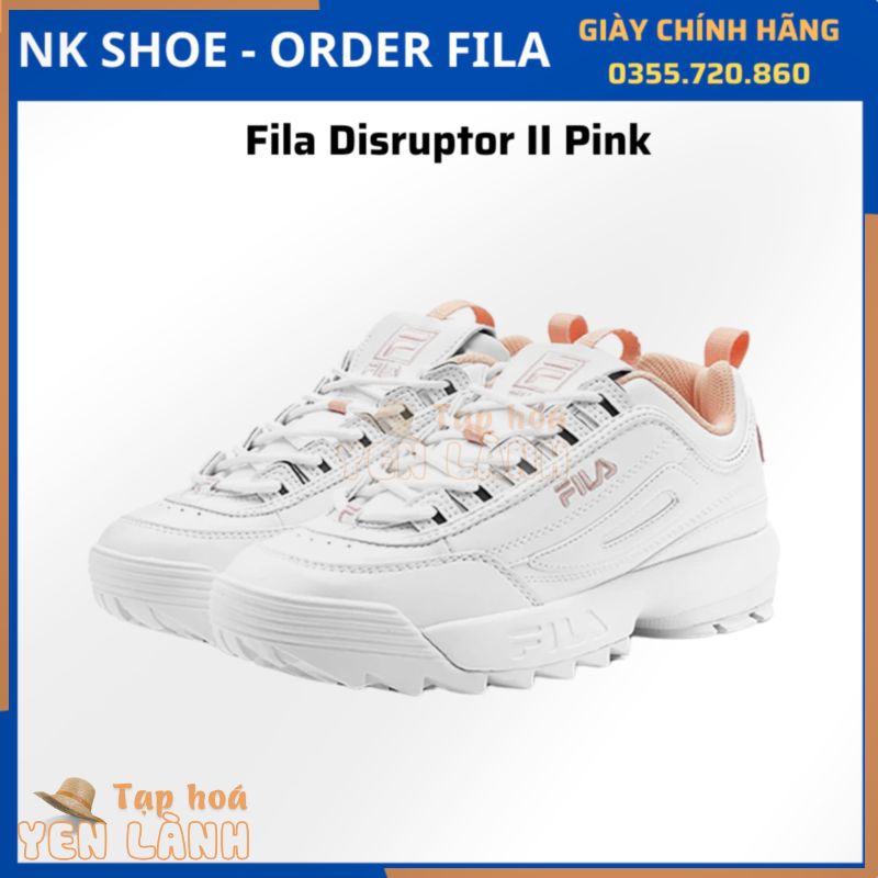 (Đủ bill) Giày Sneaker Thể Thao Nữ FILA DISRUPTOR II  hồng chính hãng 100%