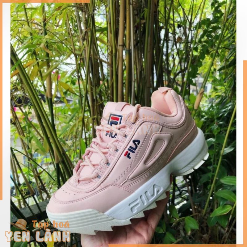 Giày Sneaker F.I.L.A xuất xịn đế răng cưa tone hồng da trơn hot trend sz 37-38