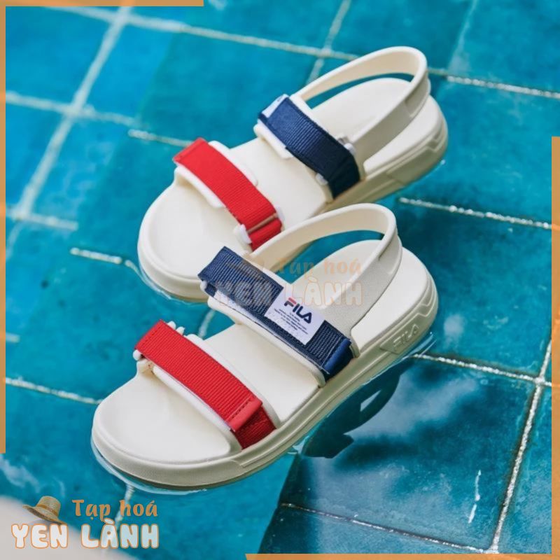 [CHÍNH HÃNG] Giày quai hậu SANDAL FILA SURFY màu Kem sọc Đỏ Xanh – Code: 1SM01583D – 121