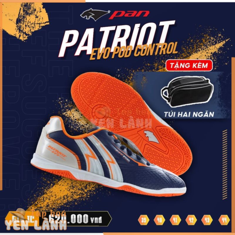 Giày đá banh đế bằng sân futsal Pan Thailand Patriot Evo Pod Control IC