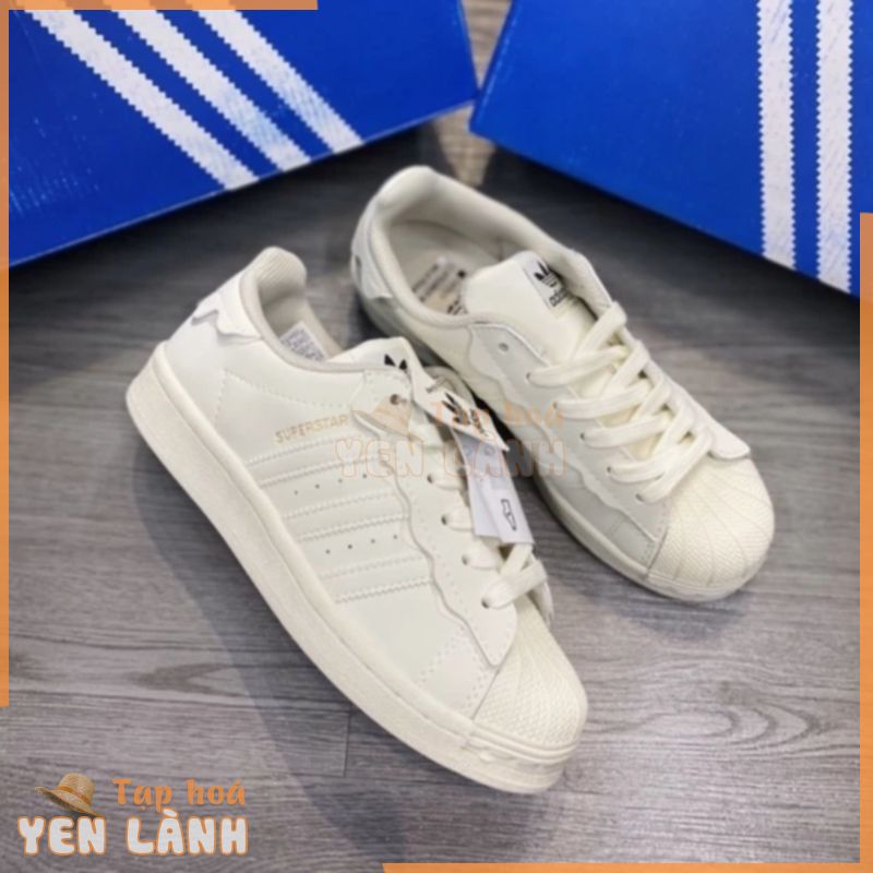 | CÓ SẴN – ẢNH THẬT | Giày thể thao adidas superstar màu kem bản đẹp full box – bill giấy gói tặng kèm tất