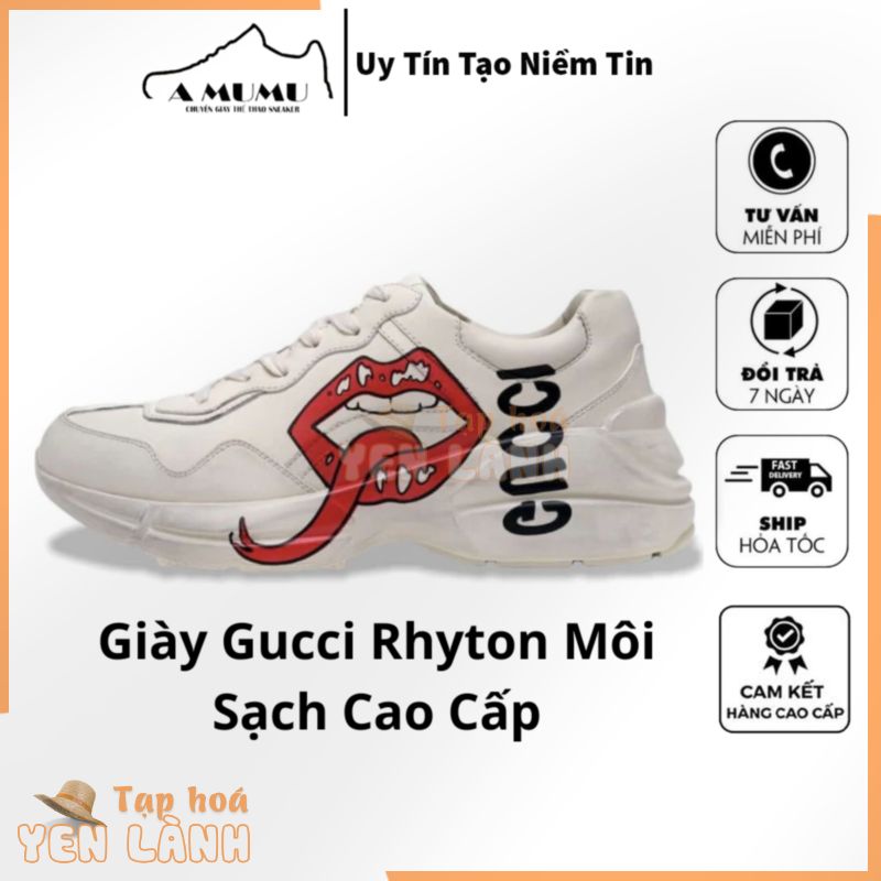 [ GIÀY CHÍNH HÃNG ]Giày Gucci Rython Môi Sạch Siêu Đẹp Thể Thao Nam Nữ Tăng Chiều Cao Hàng Trung Full Phụ Kiện Đầy Đủ