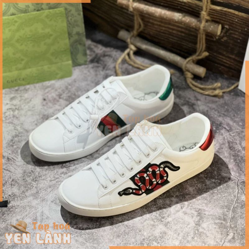 Giày Thể Thao Gucci Ace Embroidered ‘Snake’. Giày Gucci Rắn Thêu Nhập Trung