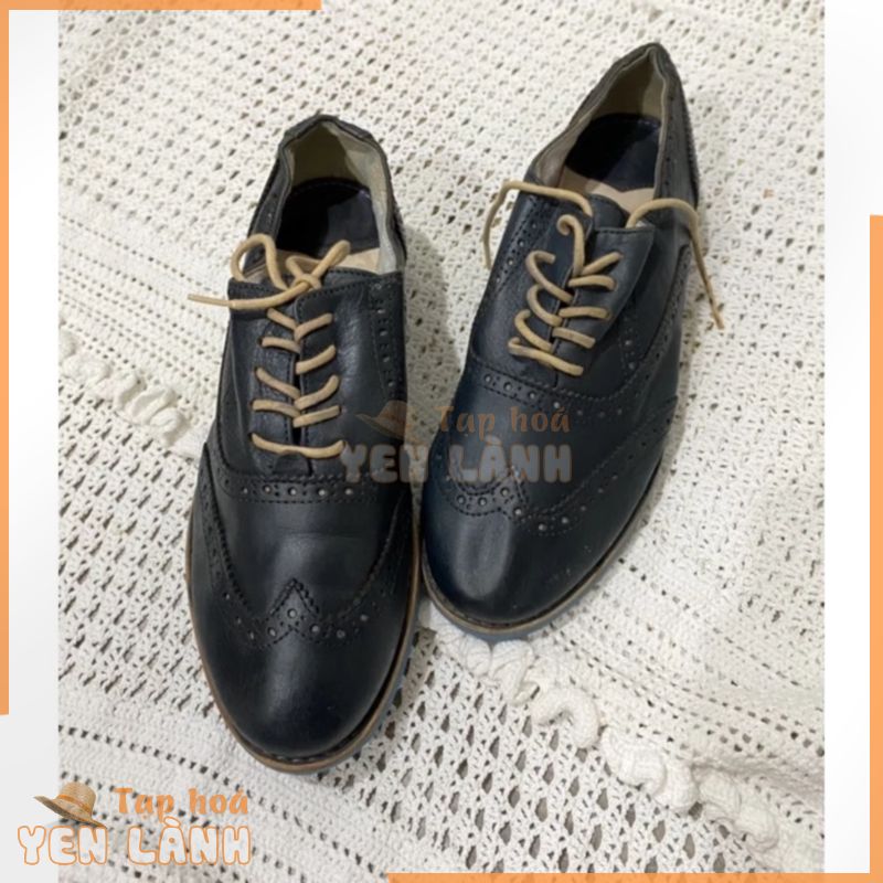 Giày oxford da thật si hiệu Daks xanh navy size 37