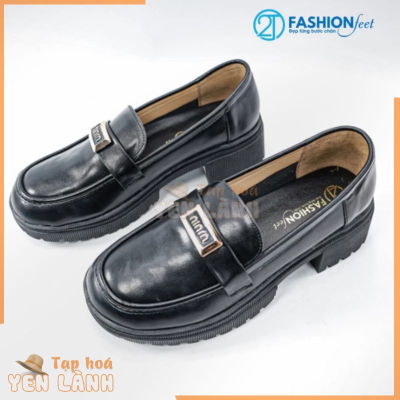 Giày Cao Gót Đế Cao Su Đúc Chính Hãng 2Tfashion Feet, Mũi Tròn, Phối Đai Tag Hiệu Phong Cách, Cá Tính, Hiện Đại- Đế 5 ph