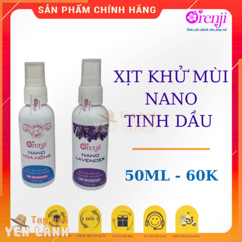 XỊT KHÁNG KHUẨN THƠM CHÂN, XỊT GIÀY, NÁCH, CƠ THỂ NANO BẠC, TINH DẦU LAVENDER/ HOA HỒNG ORENJI 50ML