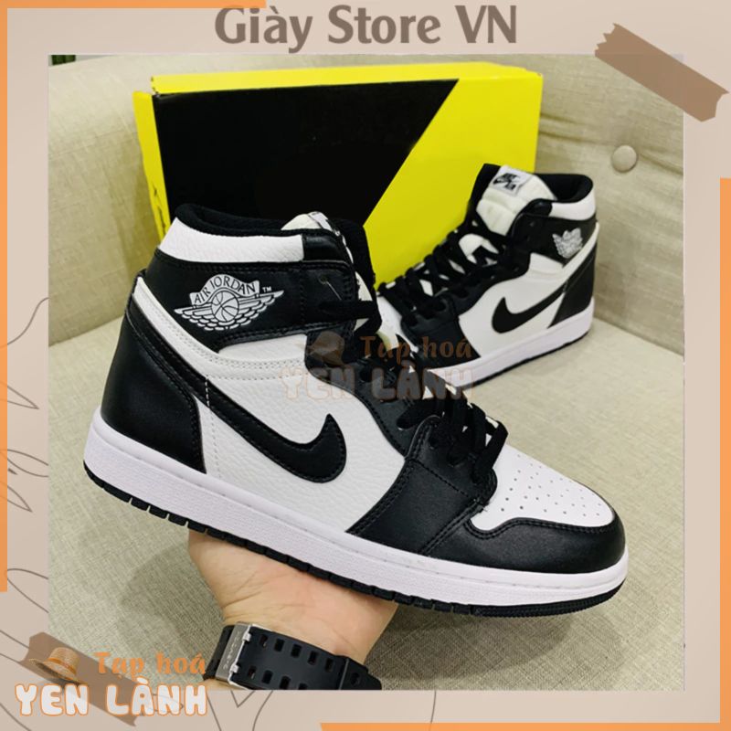 Giày Jordan_Cổ Cao Đen Trắng Nam Nữ, Giày JD1 Low Panda Cao Đủ Các Màu Xám Xanh Loang Hồng Full Box Bill