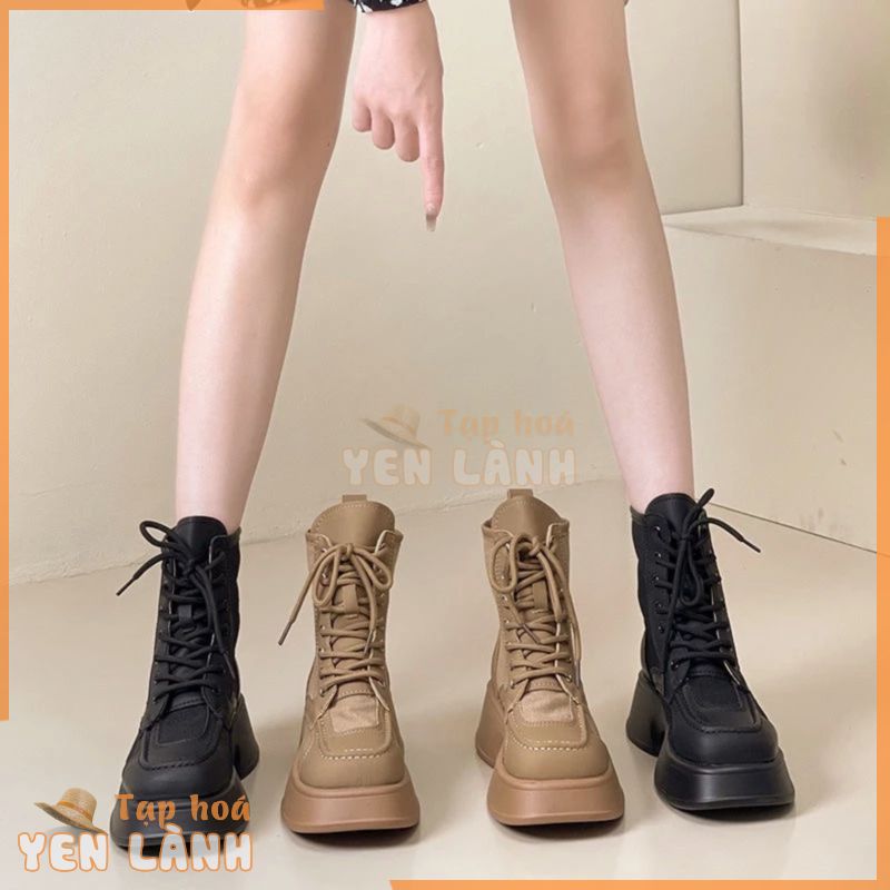 (ORDER TAOBAO) Giày Boot nữ mũi vuông cổ lửng đế cao 5p hot nhất hiện nay phong cách Hàn Quốc