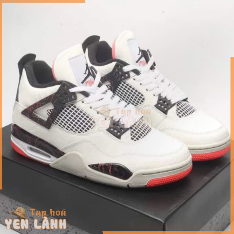 Giày Air Jordan 4 Retro Fire Red/ White, Giày Thể Thao Air Jordan 4 Đỏ/Trắng Nam Nữ Hàng SC