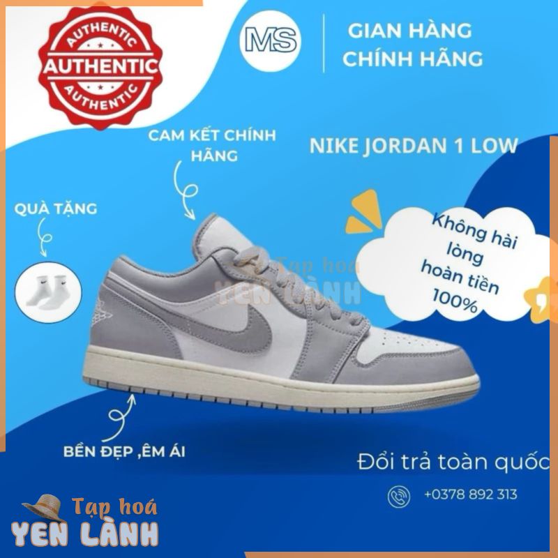 [ CHÍNH HÃNG ] GIÀY NIke JORDAN 1 LOW GREY CHÍNH HÃNG THỂ THAO DÀNH CHO NAM NỮ. JORDAN1 LOW GREY REAL FULLBOX MSSNEAKERS